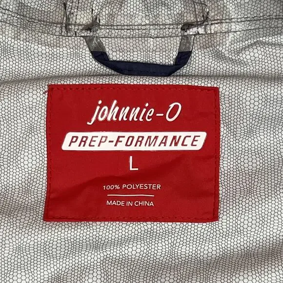Johnnie-O Jacket Mens Large Blue PREP-FORMANCE Hooded Windbreaker Lightweight - Picture 7 of 11